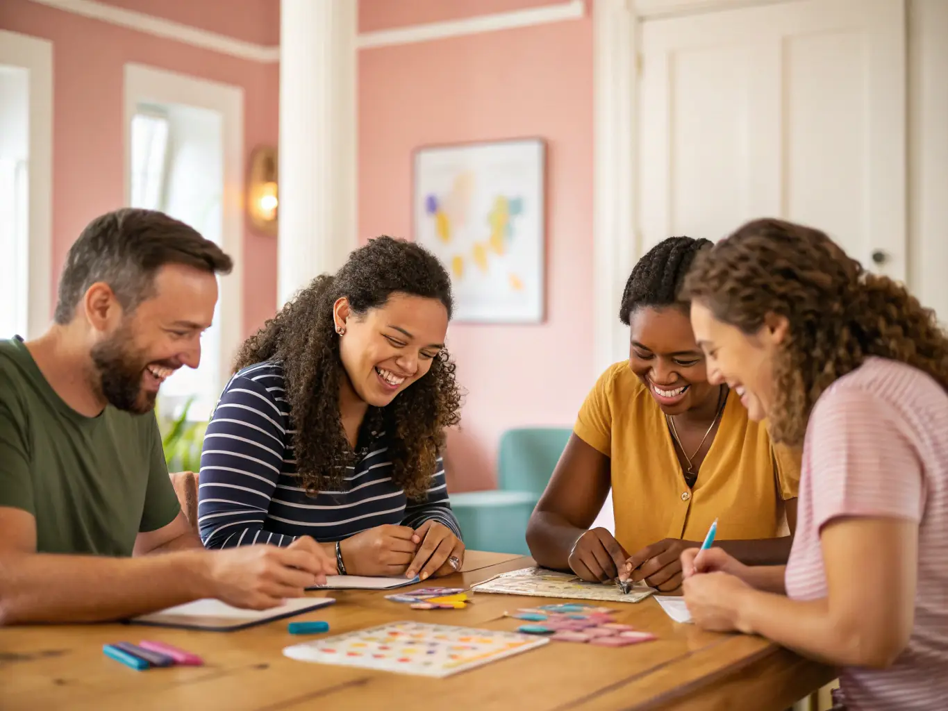A group of children and seniors participating in an intergenerational workshop, learning new skills and sharing experiences, highlighting the organization's focus on fostering connections between different age groups.
